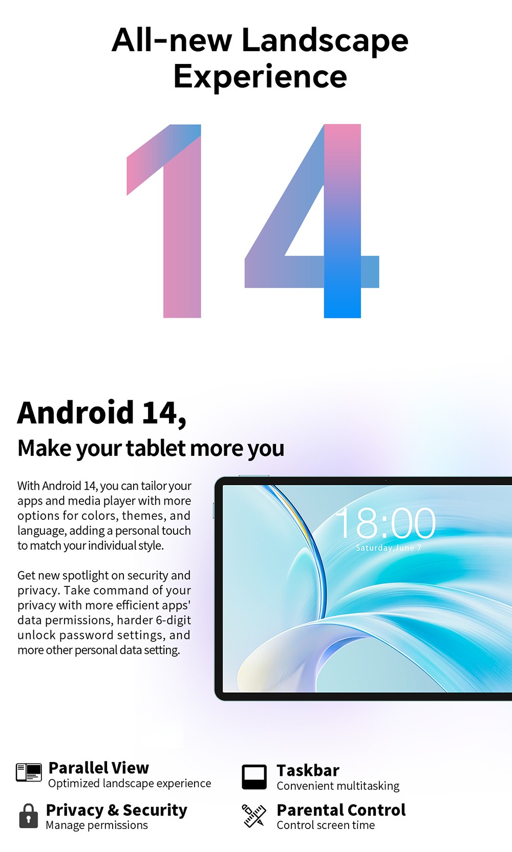 Teclast P50 Case Android 15 tablet, 11