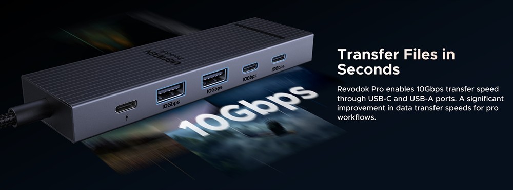 UGREEN Revodok Pro 6-in-1 USB-C Hub Docking Station, 4K@60Hz HDMI, 10Gbps Data Transmission, 100W PD Charging