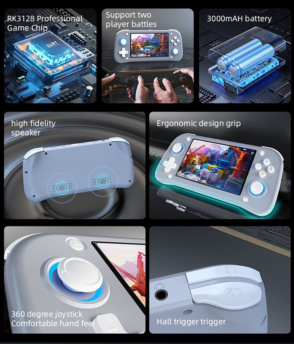 XF43 Handheld Game Console, 4.3 inch IPS Screen, 30+ Simulators, Hall Joystick & Trigger, HD Output, 128GB TF Card, 6 Hours Playtime - White