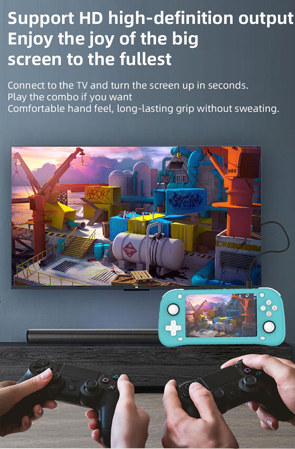 XF43 Handheld Game Console, 4.3 inch IPS Screen, 30+ Simulators, Hall Joystick & Trigger, HD Output, 128GB TF Card, 6 Hours Playtime - White