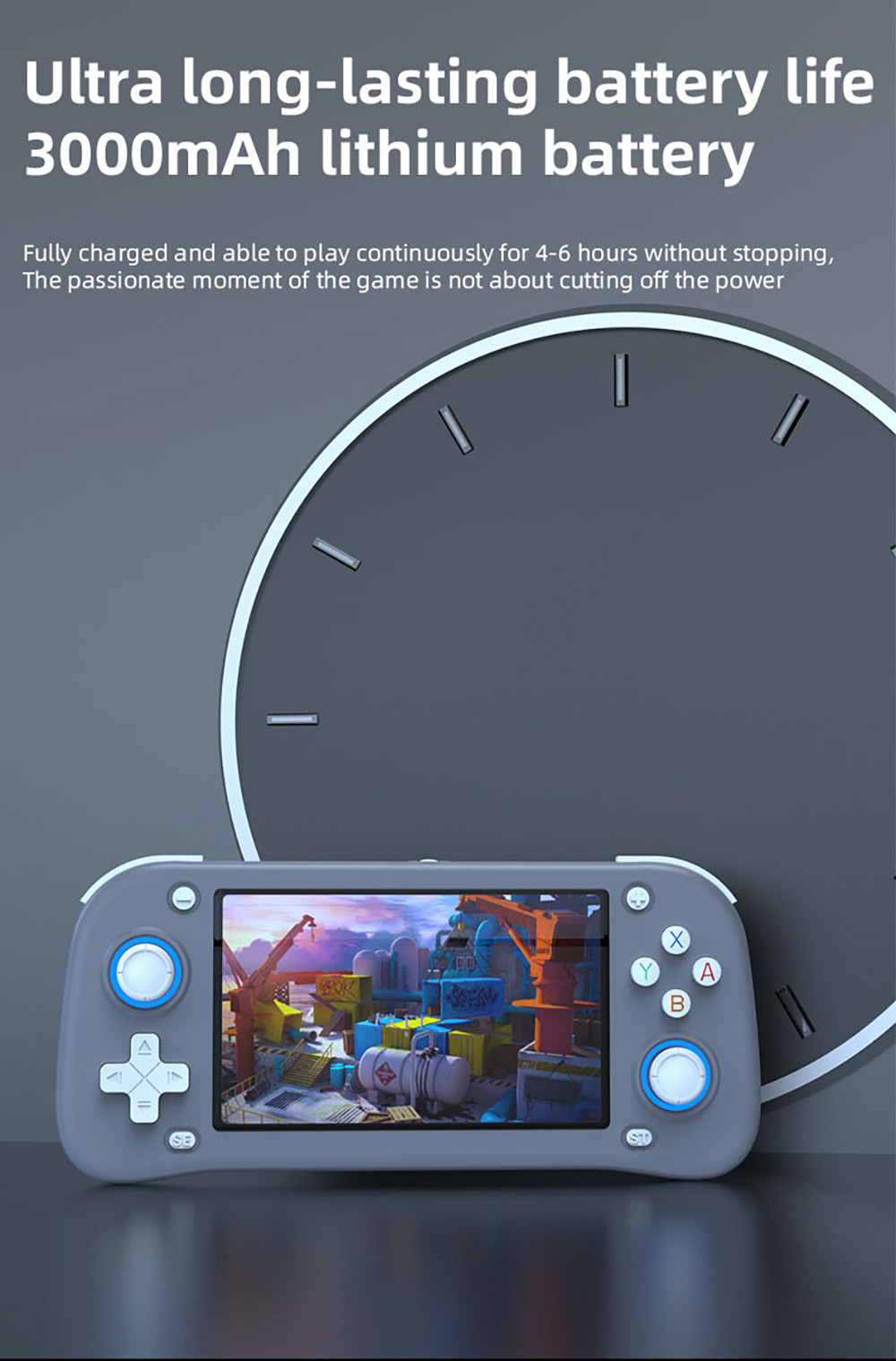 XF43 Handheld Game Console, 4.3 inch IPS Screen, 30+ Simulators, Hall Joystick & Trigger, HD Output, 64GB TF Card, 6 Hours Playtime - Black