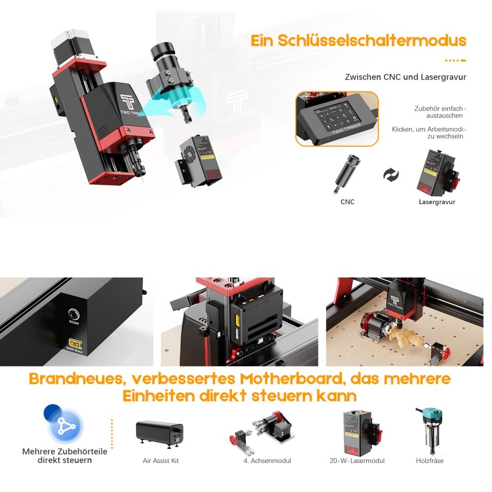 TWO TREES TTC450 Pro CNC Fr&auml;smaschine + Staubsauger
