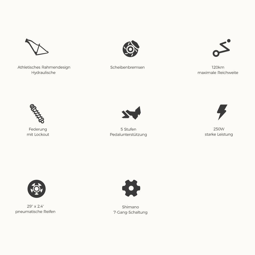 Foride Xtremer 3 Elektrofahrrad, 250-W-Motor, 48-V-12-Ah-Akku, 29 x 2,4-Zoll-Reifen, 25 km/h H&ouml;chstgeschwindigkeit, 120 km maximale Reichweite, hydraulische Scheibenbremsen, Federung mit Sperre, Shimano 7-Gang