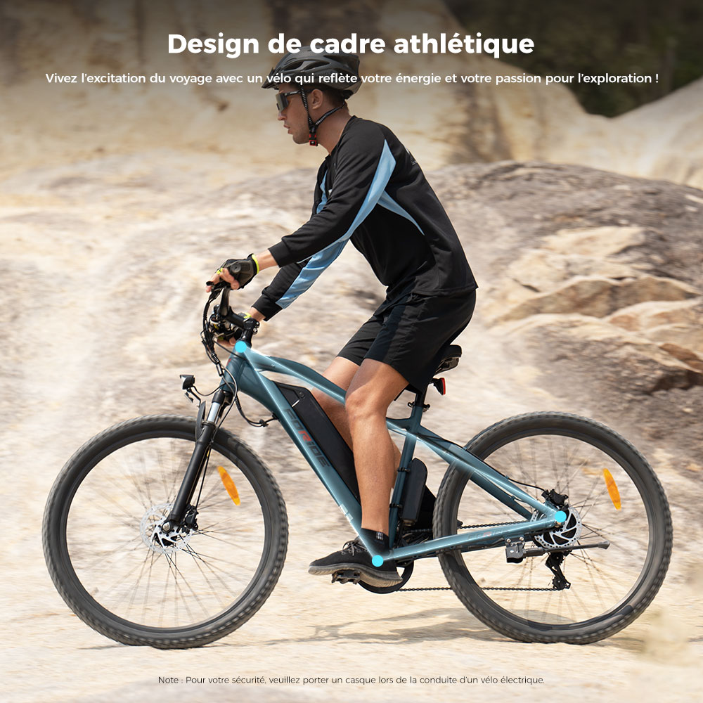 Foride Xtremer 3 V&eacute;lo &eacute;lectrique, moteur 250 W, batterie 48 V 12 Ah, pneus 29 x 2,4 pouces, vitesse maximale 25 km/h, autonomie maximale 120 km, freins &agrave; disque hydrauliques, suspension avec blocage, transmission Shimano 7 vitesses