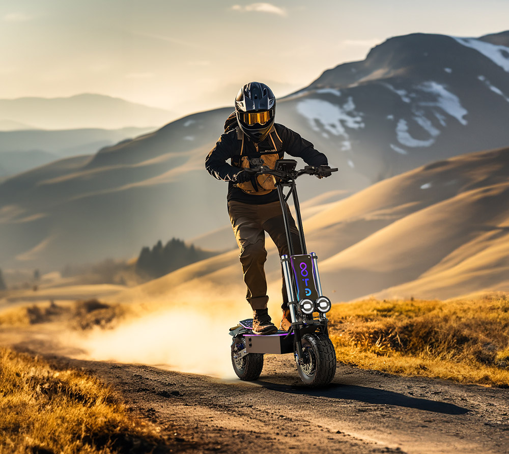 OOTD D99 Off-Road Electric Scooter 13 Inch Tires 3000W*2 Dual Motors 85Km/h Max Speed 60V 40Ah Battery Max 120KM Range 150KG Max Load Dual Shock Absorption with Turn Signal Lights Front & Rear Hydraulic Brake Oil Brake APP - Black