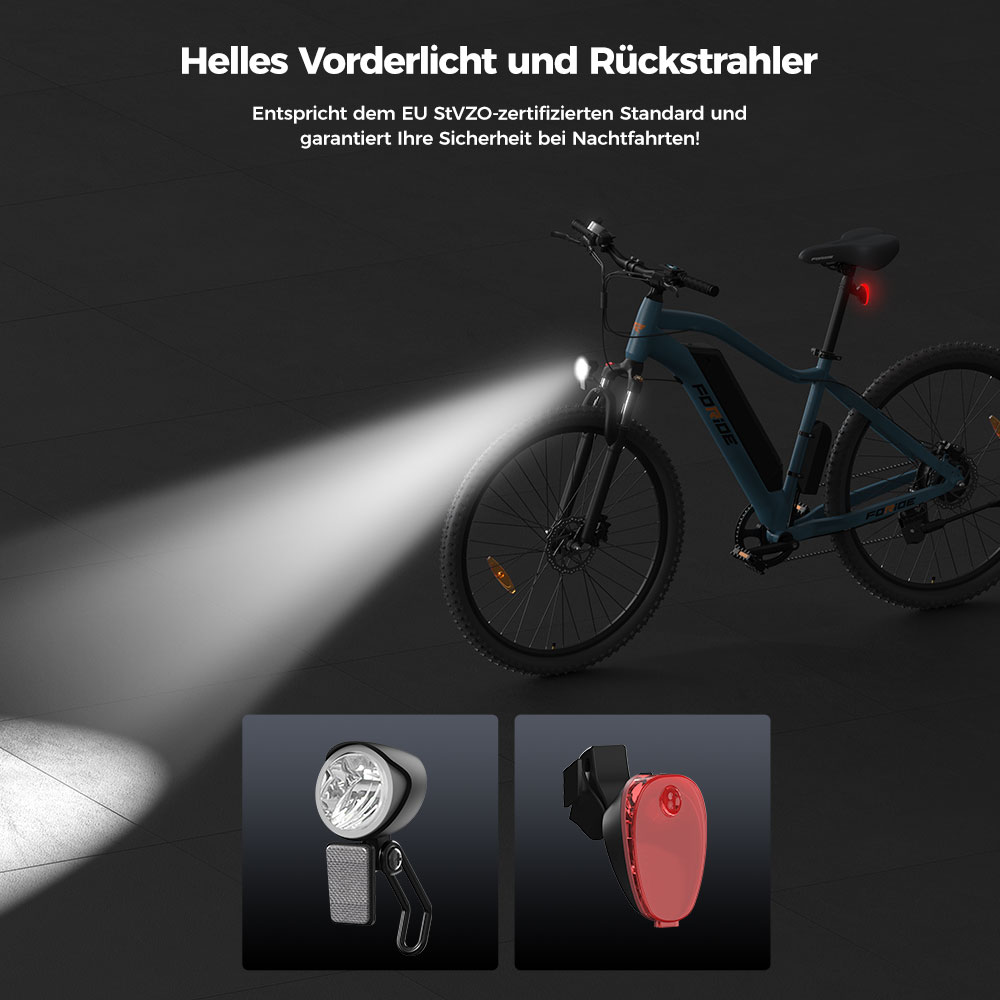 Foride Xtremer 3 Elektrofahrrad, 250-W-Motor, 48-V-12-Ah-Akku, 29 x 2,4-Zoll-Reifen, 25 km/h H&ouml;chstgeschwindigkeit, 120 km maximale Reichweite, hydraulische Scheibenbremsen, Federung mit Sperre, Shimano 7-Gang