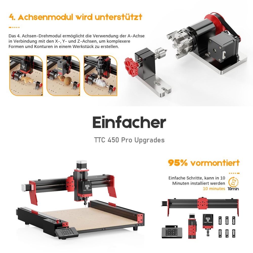 TWO TREES TTC450 Pro CNC Fr&auml;smaschine + Staubsauger