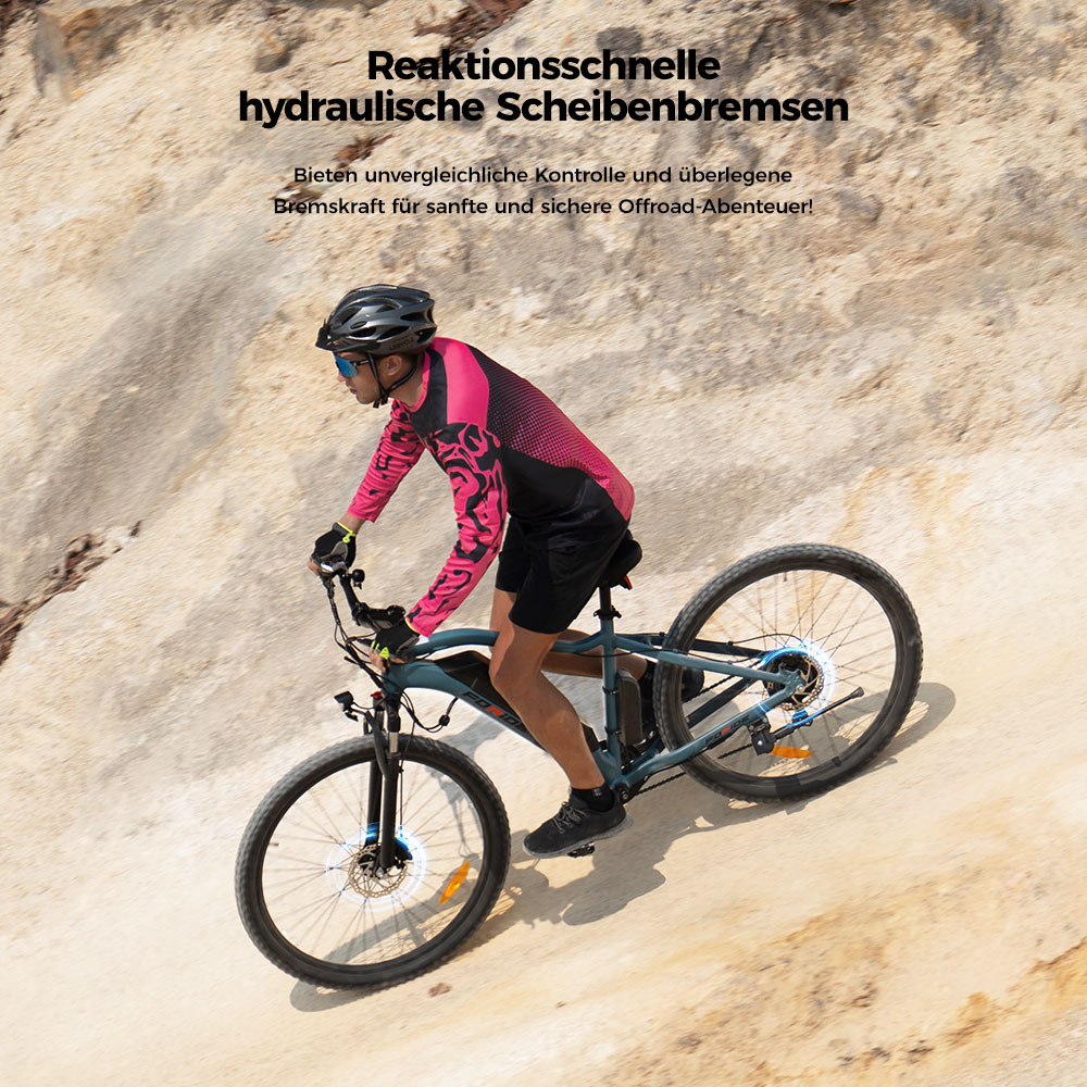 Foride Xtremer 3 Elektrofahrrad, 250-W-Motor, 48-V-12-Ah-Akku, 29 x 2,4-Zoll-Reifen, 25 km/h H&ouml;chstgeschwindigkeit, 120 km maximale Reichweite, hydraulische Scheibenbremsen, Federung mit Sperre, Shimano 7-Gang