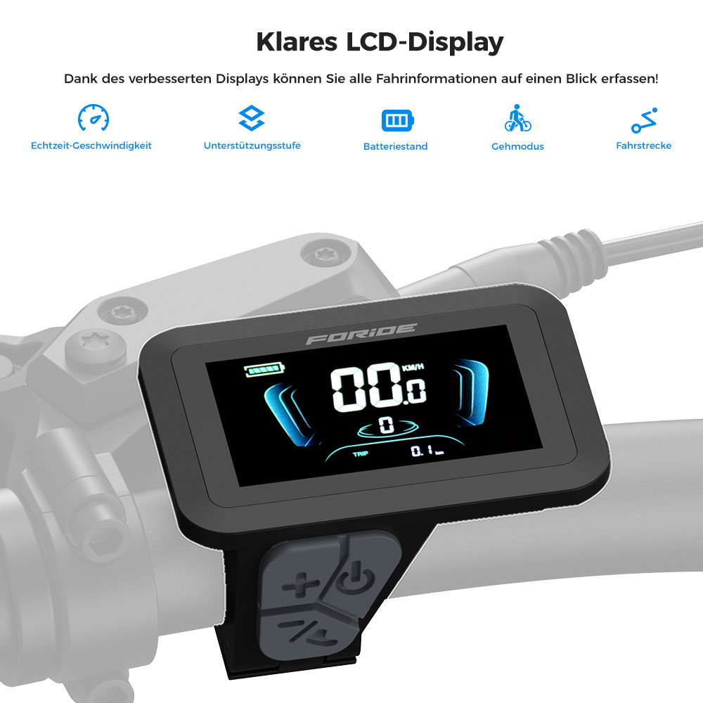 Foride Xtremer 3 Elektrofahrrad, 250-W-Motor, 48-V-12-Ah-Akku, 29 x 2,4-Zoll-Reifen, 25 km/h H&ouml;chstgeschwindigkeit, 120 km maximale Reichweite, hydraulische Scheibenbremsen, Federung mit Sperre, Shimano 7-Gang