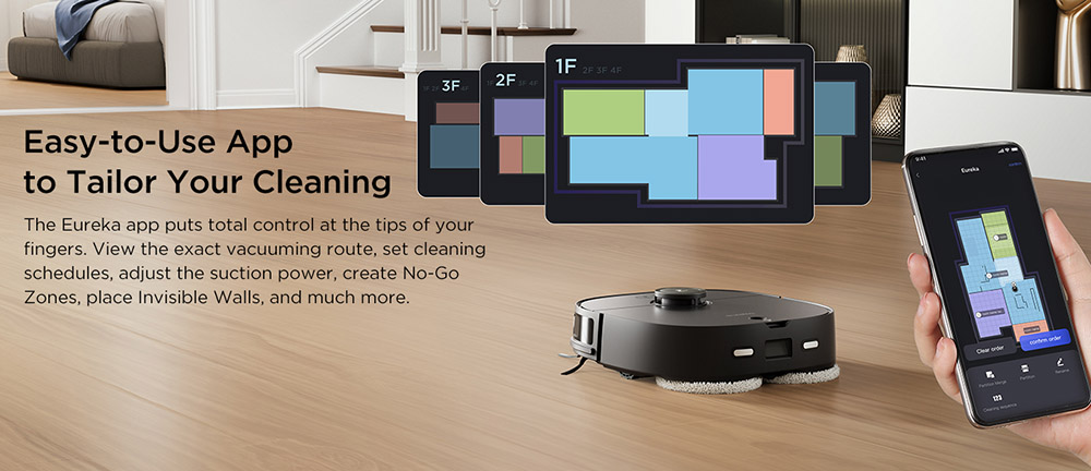 EUREKA J12 Ultra Robot Vacuum and Mop, All-in-One Station, 5000Pa Suction, AI 3D Obstacle Detection,  Pet Hair Specialist, Voice/App Control