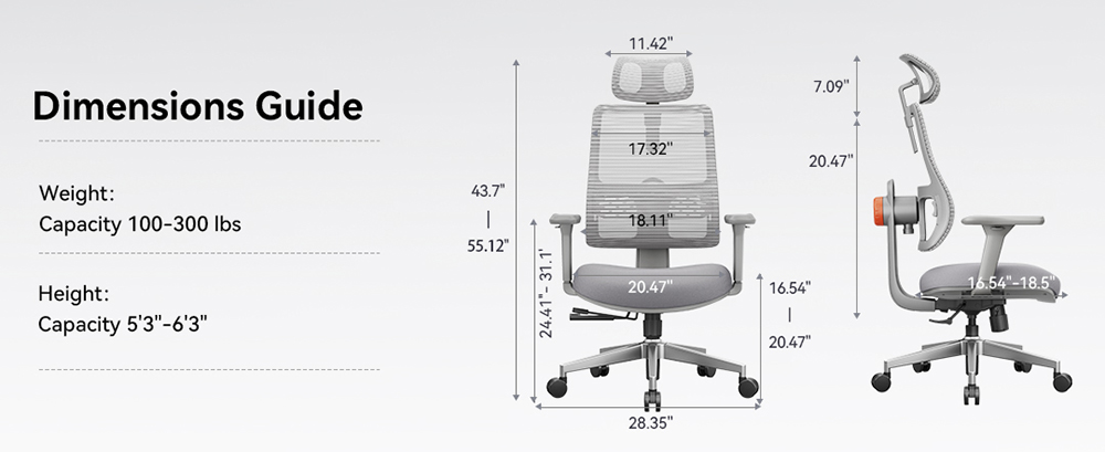 Ergonomická kancelárska stolička NEWTRAL MAGICH003, automaticky sa prispôsobujúce operadlo, adaptívna spodná opierka chrbta, nastaviteľná opierka hlavy sedadla, sivá