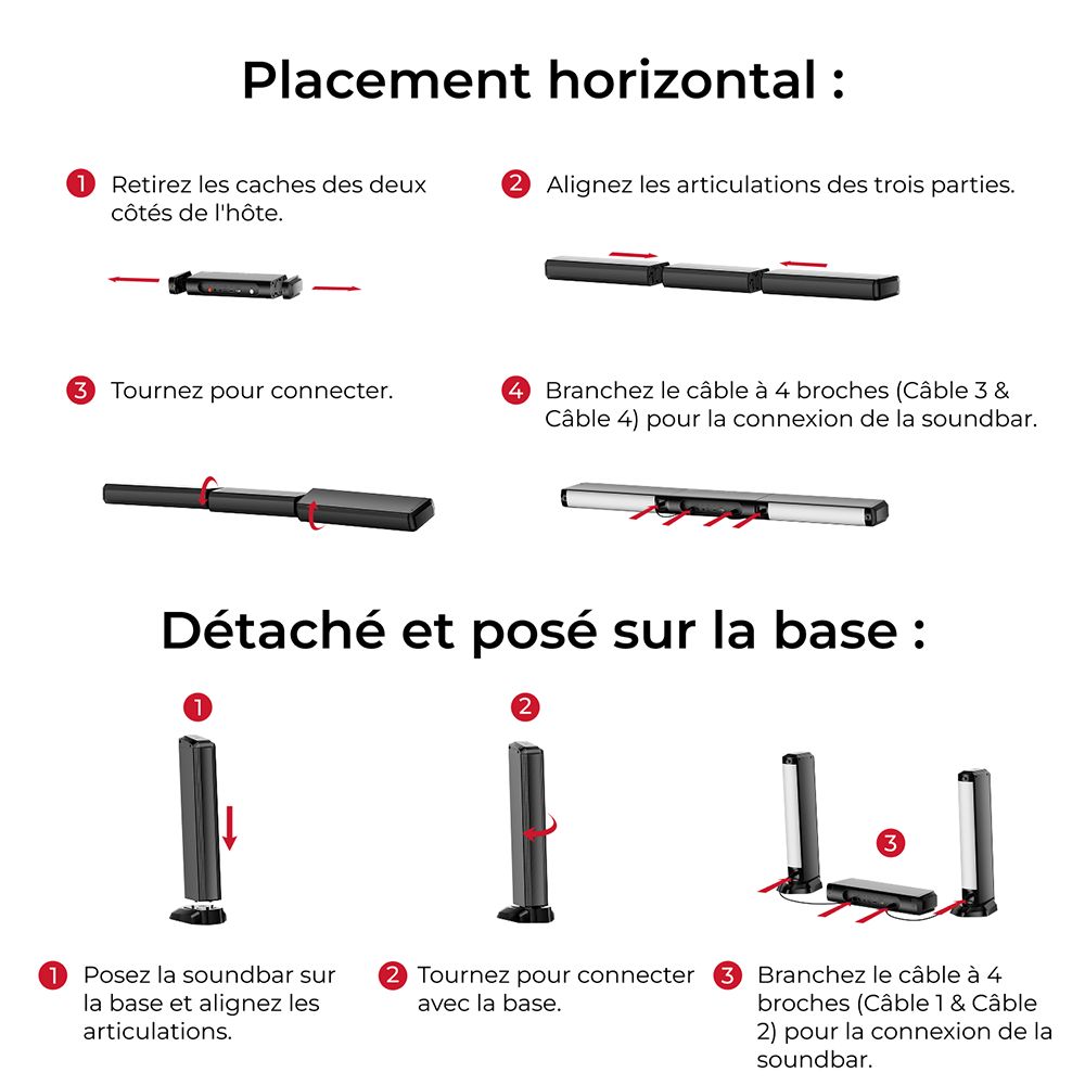 Ultimea Apollo S70 Ultra Kit de haut-parleurs et caisson de basses amovibles 7.1 canaux, &eacute;clairage dynamique, puissance de cr&ecirc;te de 410 W, contr&ocirc;le par application, &eacute;galiseur 10 bandes