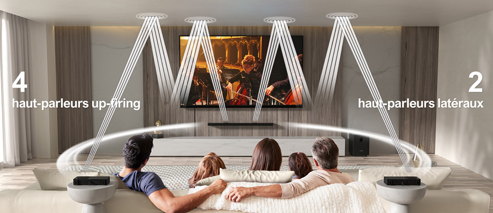 Ultimea Nova S90 Barre de son 7.1.4 + 1 paire de supports d'enceintes Steady S90, Dolby Atmos, puissance de cr&ecirc;te de 740 W, transmission 4K HDR, 6 modes d'&eacute;galisation