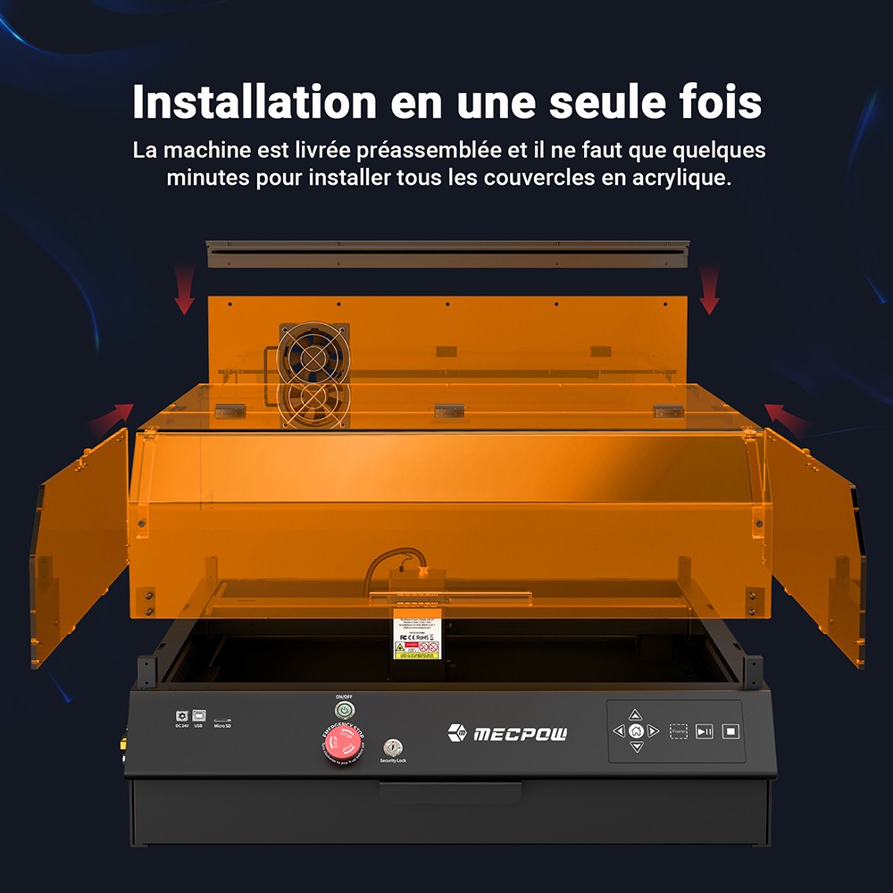 Mecpow X4 Pro 40W Graveur Laser, Classe 1 FDA, Avec Cam&eacute;ra, 400*398mm