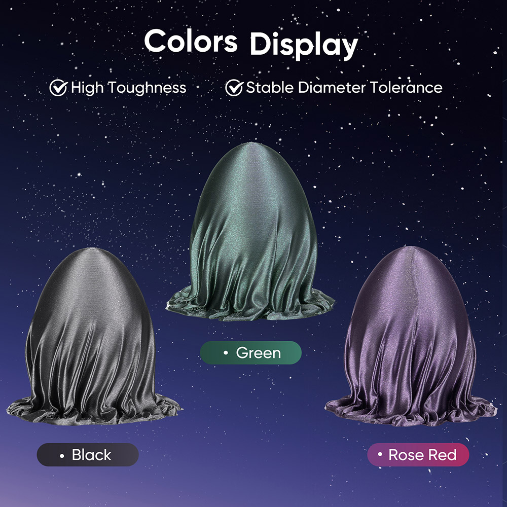ERYONE Burnt Titanium Tri Color PLA Filament 1kg - Black & Green & Rose-red