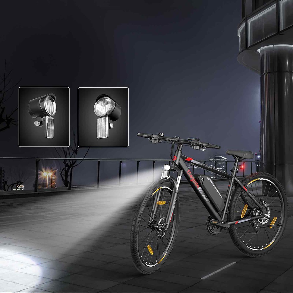 Eleglide Mopride 2 27,5 Zoll Elektro-Moped-Mountainbike, 250-W-Motor, 25 km/h Geschwindigkeit, 36 V 15,6 Ah Akku, 130 km maximale Reichweite, 120 kg maximale Belastung, Shimano 21-Gang-Getriebe, hydraulische Scheibenbremsen, APP-Steuerung &ndash; Schwarz