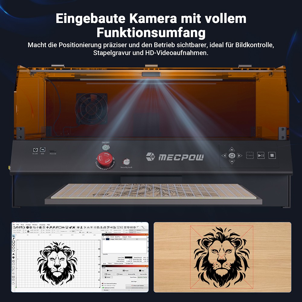 Mecpow X4 Pro 40W FDA Klasse 1 Lasergravierer mit Kamera, 400*398mm
