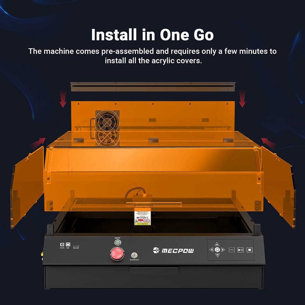 Mecpow X4 Pro 40W FDA Class 1 Laser + Laser Bed + 1 Year LightBurn License