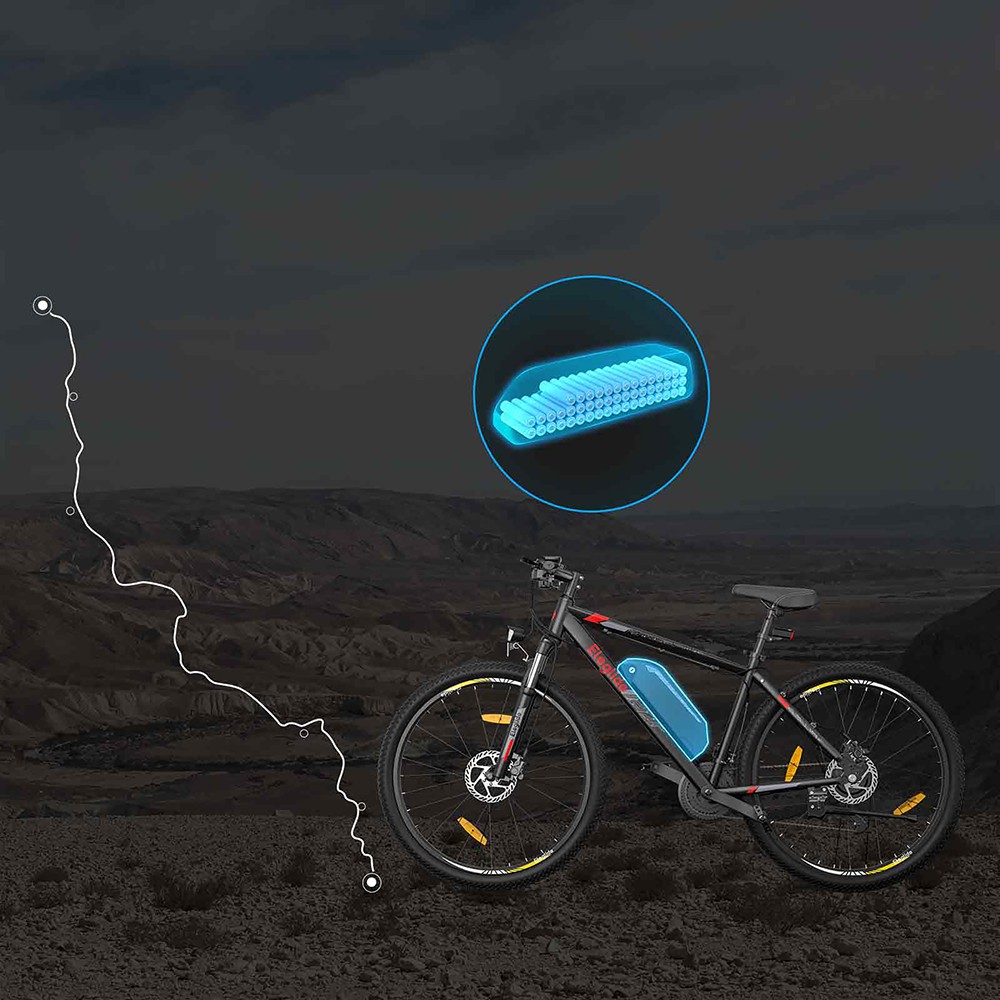 Eleglide Mopride 2 V&eacute;lomoteur &eacute;lectrique tout-terrain 27,5 pouces, moteur 250 W, vitesse de 25 km/h, batterie 36 V 15,6 Ah, autonomie maximale de 130 km, charge maximale de 120 kg, transmission Shimano 21 vitesses, freins &agrave; disque hydrauliques - Noir