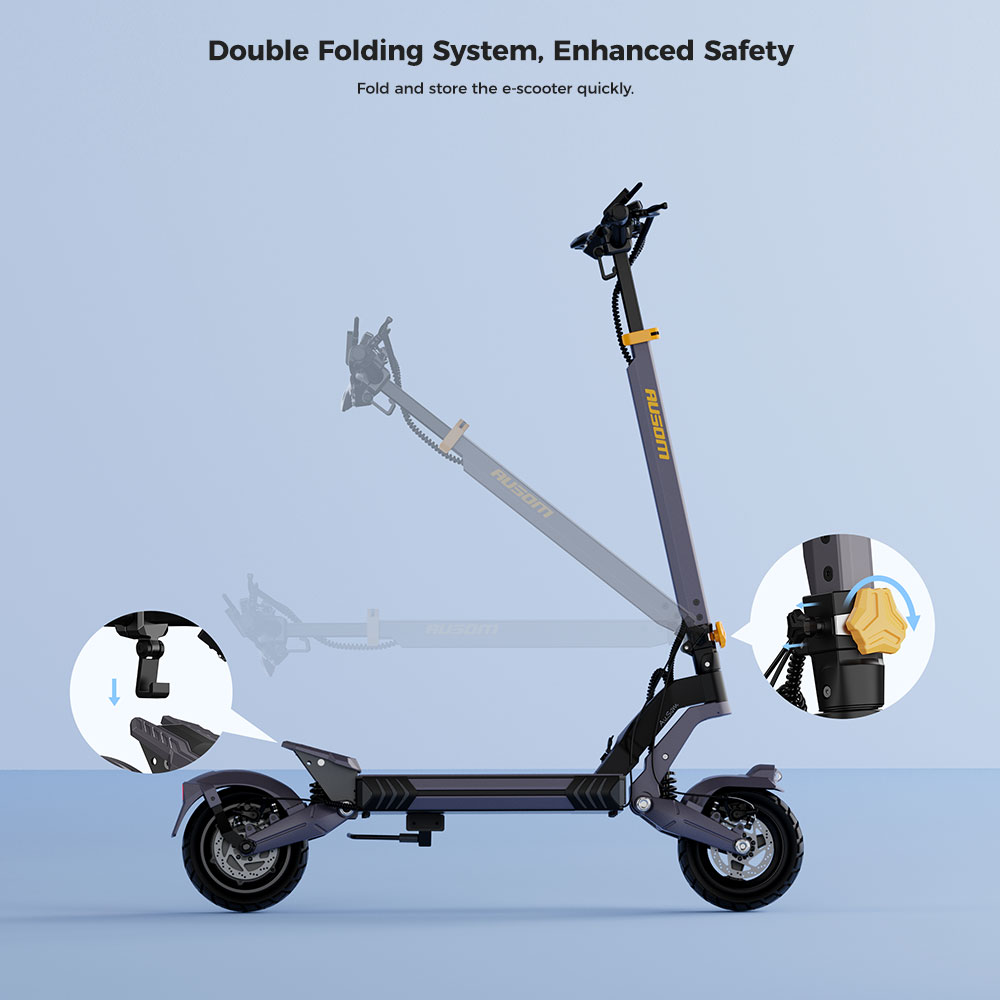 Ausom L2 Electric Scooter, 800W Motor, 48V 15.6Ah Battery, 10 inch Tires, 45km/h Max Speed, 70km Range, Front & Rear Disc Brakes, Swingarm Suspension, LCD Display