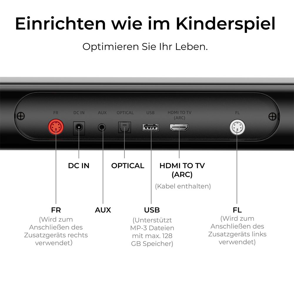 Ultimea Apollo S70 Ultra 7.1-Kanal-Soundbar-Subwoofer-Lautsprecher-Kit, abnehmbar, dynamische Beleuchtung, 410 W Spitzenleistung, App-Steuerung, 10-Band-Equalizer-Einstellungen