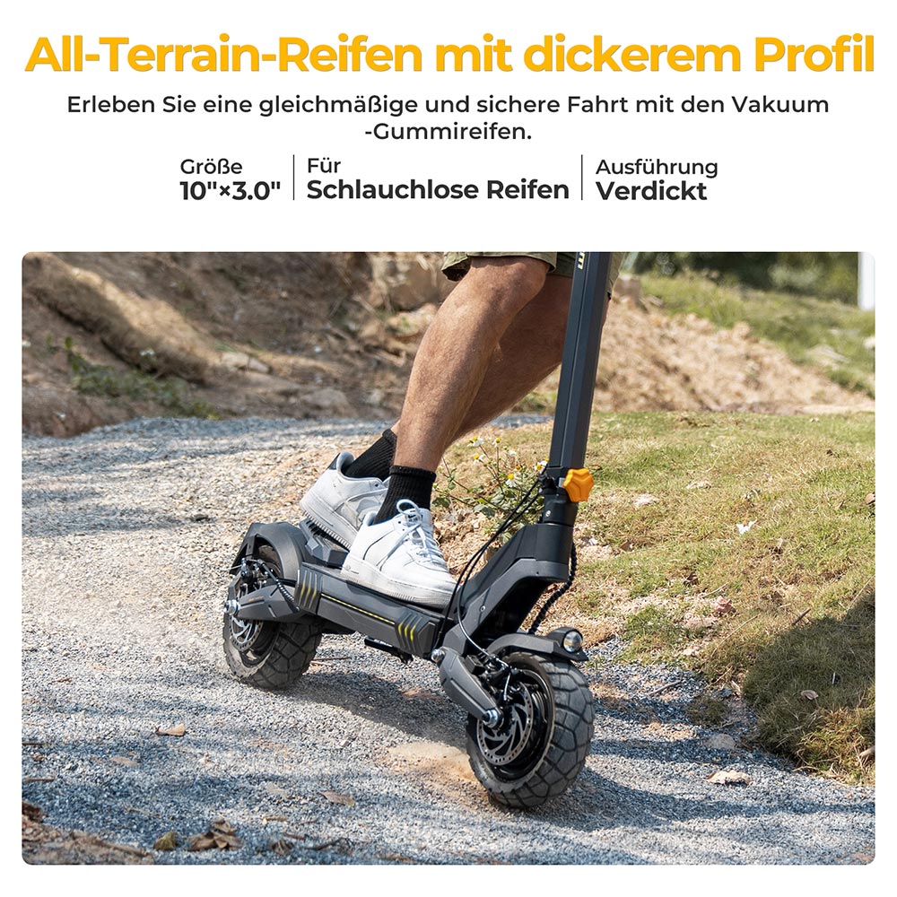 Ausom L2 Elektroroller, 2 x 800W Motor, 48V 15,6Ah Akku, 10 Zoll Reifen, 55 km/h H&ouml;chstgeschwindigkeit, 70 km Reichweite, Scheibenbremsen vorne und hinten, Schwingenfederung, LCD-Display