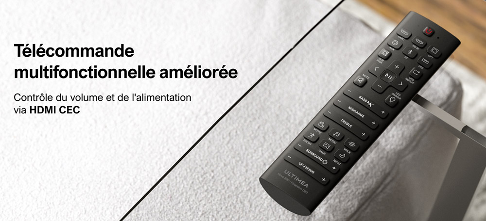 Ultimea Nova S90 Barre de son 7.1.4 + 1 paire de supports d'enceintes Steady S90, Dolby Atmos, puissance de cr&ecirc;te de 740 W, transmission 4K HDR, 6 modes d'&eacute;galisation