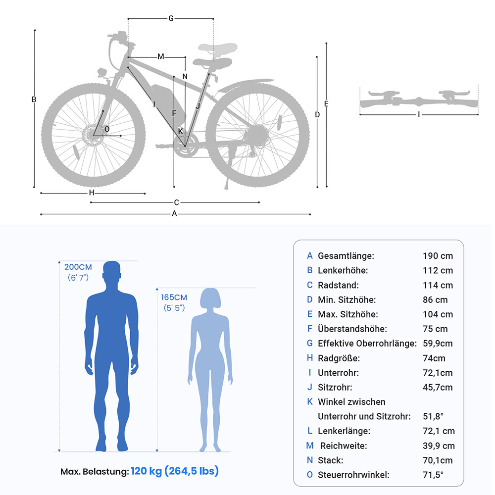 Touroll U2 Elektrofahrrad, 250-W-Motor, 48-V-15-Ah-Akku, 29-Zoll-Reifen, 25 km/h H&ouml;chstgeschwindigkeit, 150 km Reichweite, hydraulische Scheibenbremse, Federgabel, Shimano 7-Gang