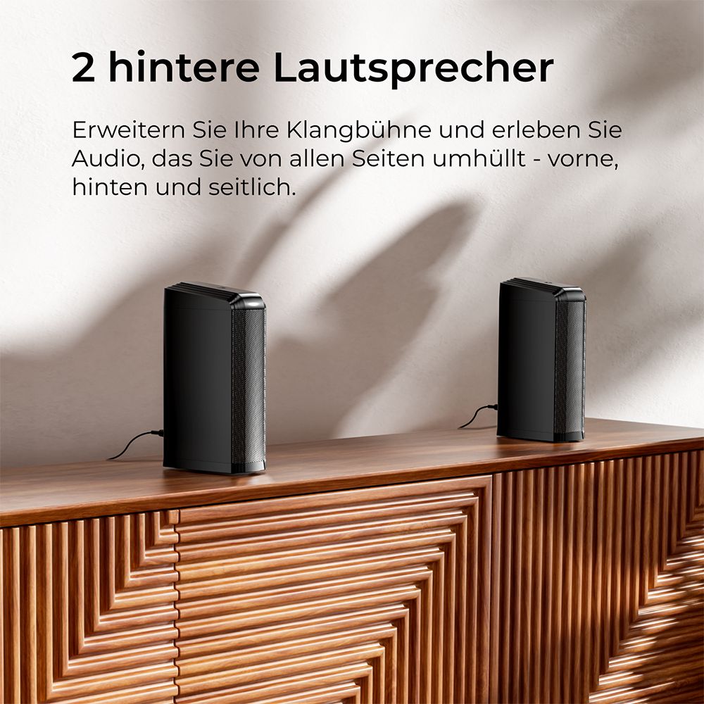 Ultimea Apollo S70 Ultra 7.1-Kanal-Soundbar-Subwoofer-Lautsprecher-Kit, abnehmbar, dynamische Beleuchtung, 410 W Spitzenleistung, App-Steuerung, 10-Band-Equalizer-Einstellungen