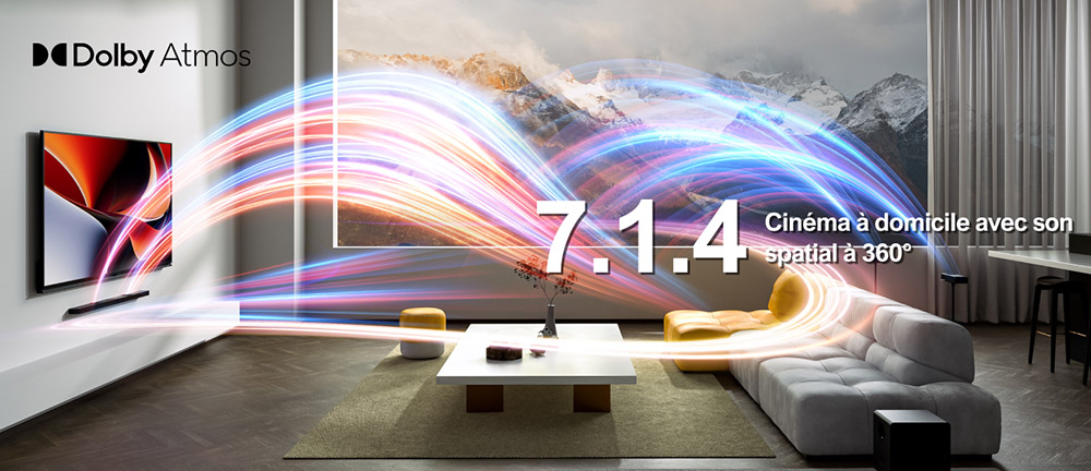 Ultimea Nova S90 Barre de son 7.1.4 + 1 paire de supports d'enceintes Steady S90, Dolby Atmos, puissance de cr&ecirc;te de 740 W, transmission 4K HDR, 6 modes d'&eacute;galisation