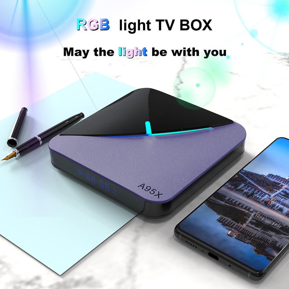 Refurbished A95X F3 air II TV BOX Android 11 Amlogic S905Y4 Quad Core ARM Cortex A53 4G RAM 32GB ROM 2.4G+5G WIFI 4K AV1 RGB Light
