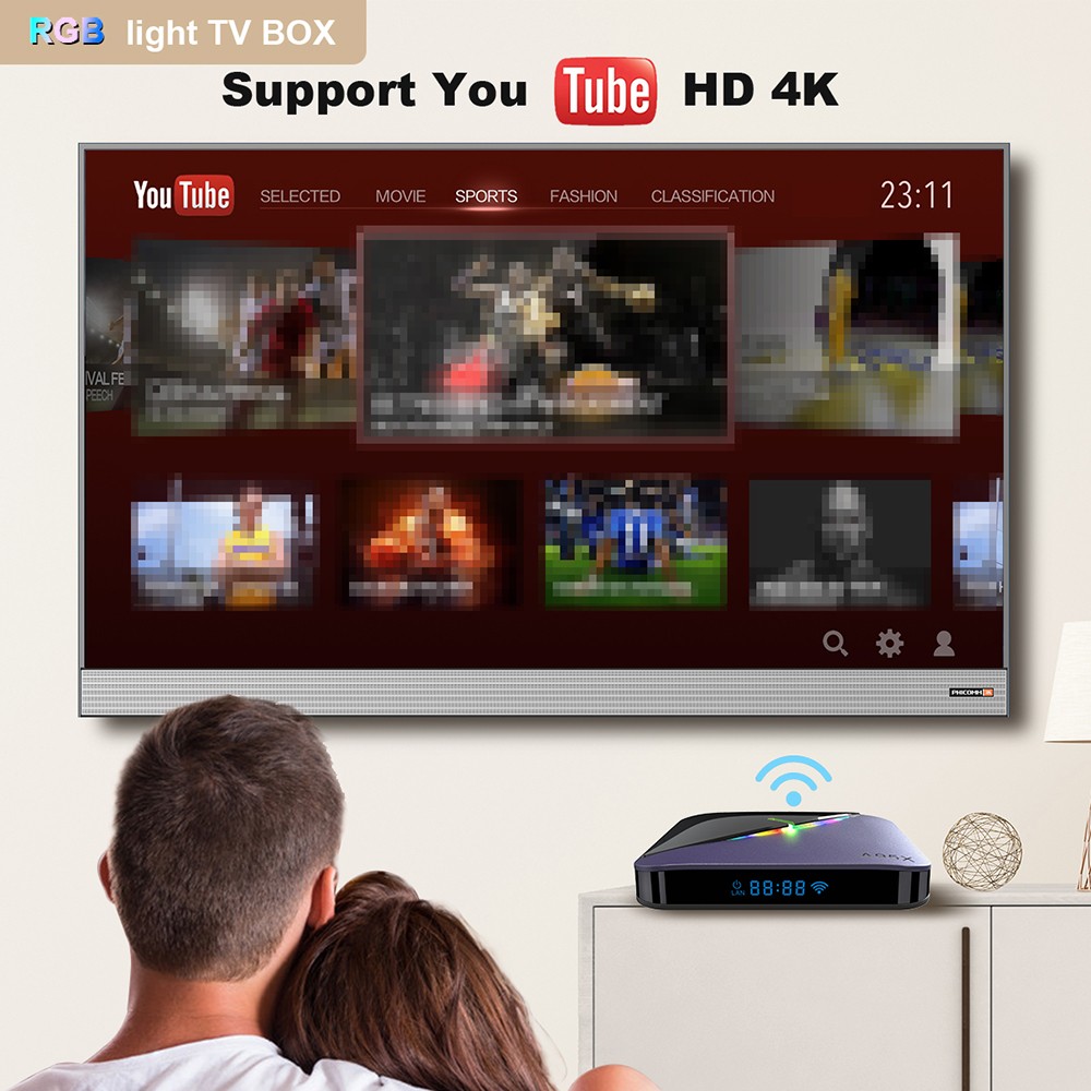 Refurbished A95X F3 air II TV BOX Android 11 Amlogic S905Y4 Quad Core ARM Cortex A53 4G RAM 32GB ROM 2.4G+5G WIFI 4K AV1 RGB Light