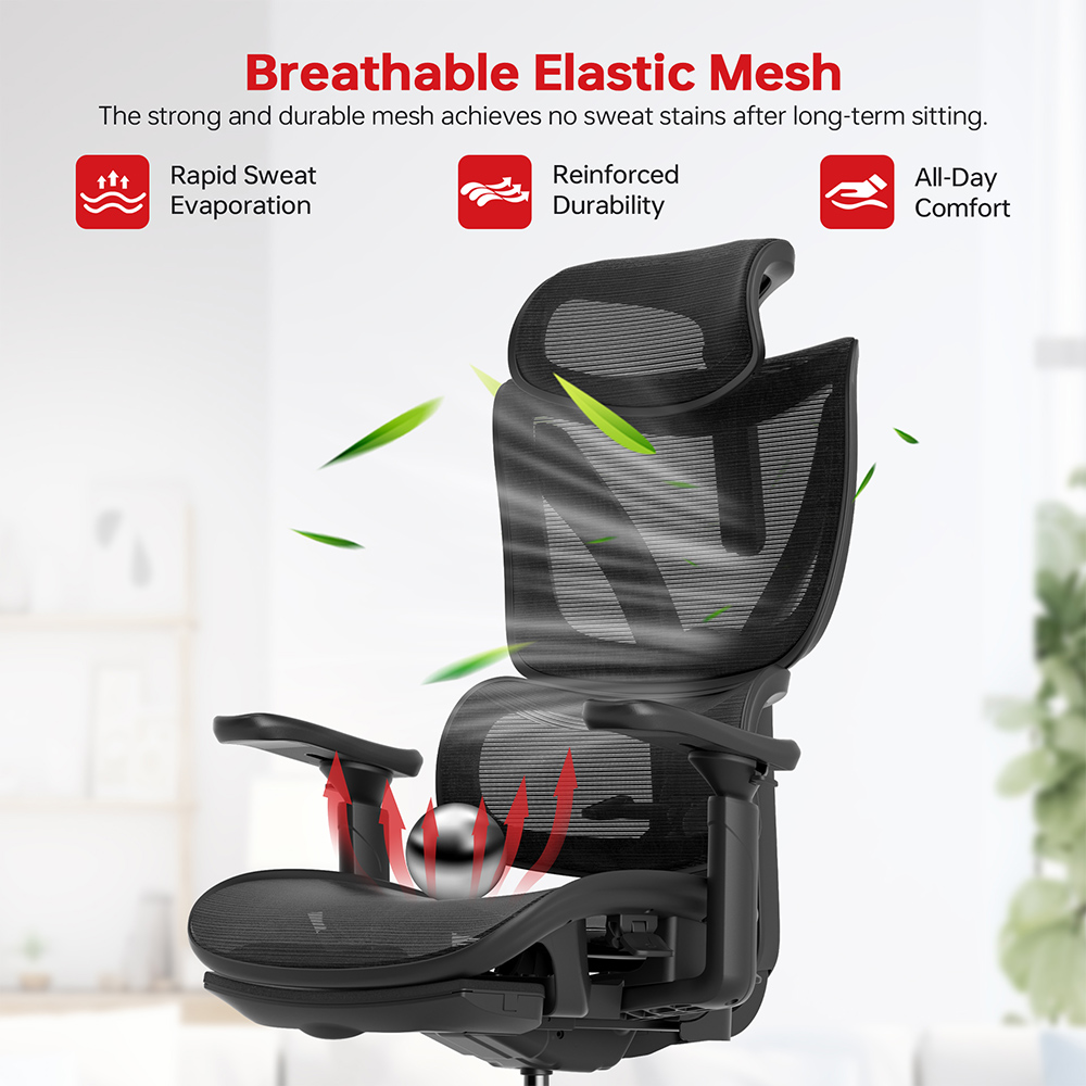 ACGAM CG-5245M Ergonomic Gaming Office Chair, 3D Adjustable Armrest, with Footrest