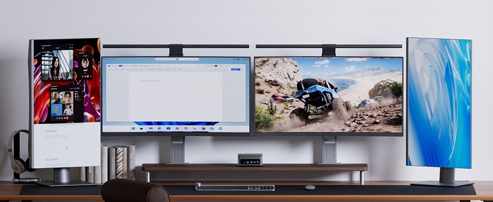 AOOSTAR GEM12 Max Mini PC Barebone (sans RAM ni SSD), AMD Ryzen 7 8745HS, double LAN 2,5 GHz, Wi-Fi 6, Bluetooth 5.2, HDMI 2.1 + 2 ports USB 4 + DP 1.4, 4 &eacute;crans 4K &agrave; 120 Hz, 1 port OCuLink, 2 ports USB 3.2, 2 ports USB 2.0, 1 prise casque