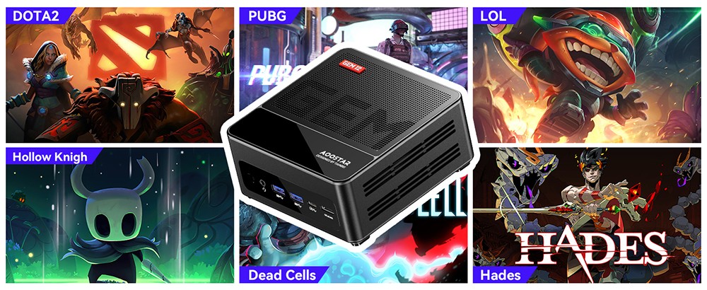 AOOSTAR GEM12 Max Mini PC Barebone (bez RAM bez SSD), AMD Ryzen 7 8745HS 8 Core Max 4,9 GHz, Dual 2,5G LAN, WiFi 6, Bluetooth 5.2, HDMI 2.1 + 2*USB4 + DP1.4 4K@120Hz 4 obrazovky, 1*OCuLink, 2*USB3.2, 2*USB2.0, 1*Headphone Jack