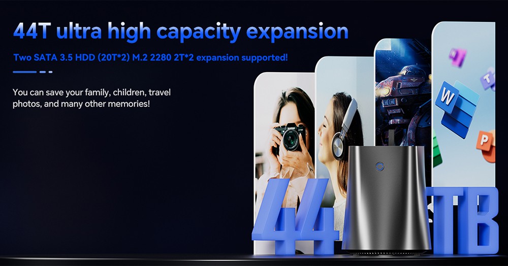 AOOSTAR R7 NAS Mini PC, AMD Ryzen 7 5825U 8 Cores Max 4.5GHz, 16GB DDR4 RAM 512GB SSD, HDMI+DP+Type-C Triple 4K Display, WiFi 6 Bluetooth 5.2, 2*USB3.0, 2*USB2.0, 2*2.5G RJ45, 1*TF Card Slot, 1*3.5mm Audio, Dual-fan Cooling - EU Plug