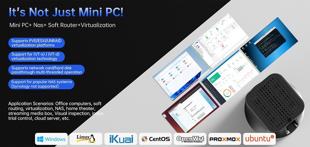 AOOSTAR R7 NAS Mini PC, AMD Ryzen 7 5825U 8 Cores Max 4.5GHz, 32GB DDR4 RAM 1TB SSD, HDMI+DP+Type-C Triple 4K Display, WiFi 6 Bluetooth 5.2, 2*USB3.0, 2*USB2.0, 2*2.5G RJ45, 1*TF Card Slot, 1*3.5mm Audio, Dual-fan Cooling - EU Plug