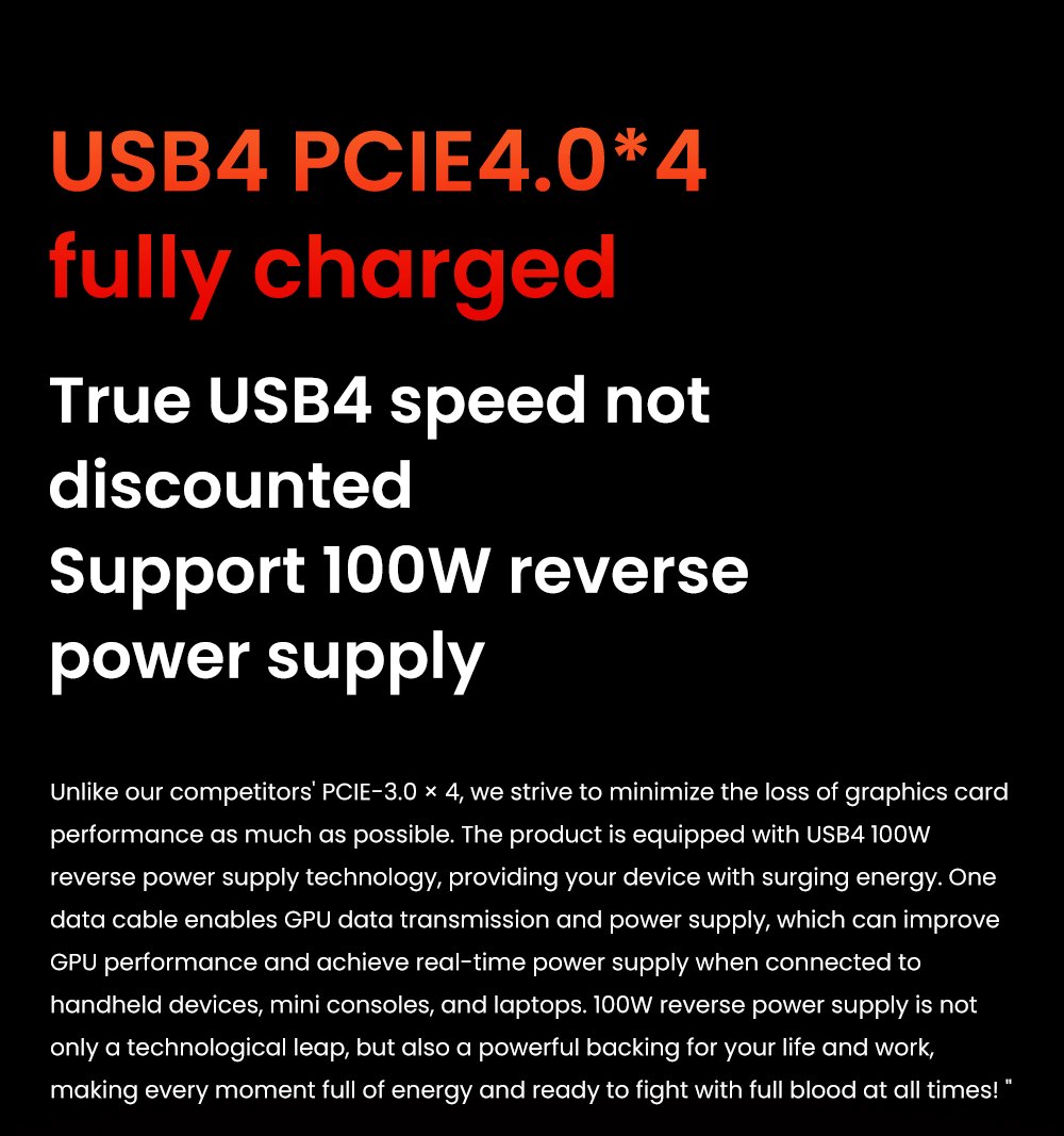 AOOSTAR XG76XT eGPU-Dock mit AMD Radeon RX 7600XT GPU, 8 GB GDDR6 RAM, 128 Bit, 1 * USB 4.0, 1 * Oculink, 1 * HDMI, 2 * DP, 1 * Typ-C, 100 W Reverse Charging