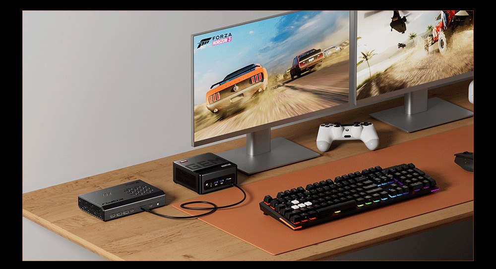 AOOSTAR XG76XT eGPU-Dock mit AMD Radeon RX 7600XT GPU, 8 GB GDDR6 RAM, 128 Bit, 1 * USB 4.0, 1 * Oculink, 1 * HDMI, 2 * DP, 1 * Typ-C, 100 W Reverse Charging