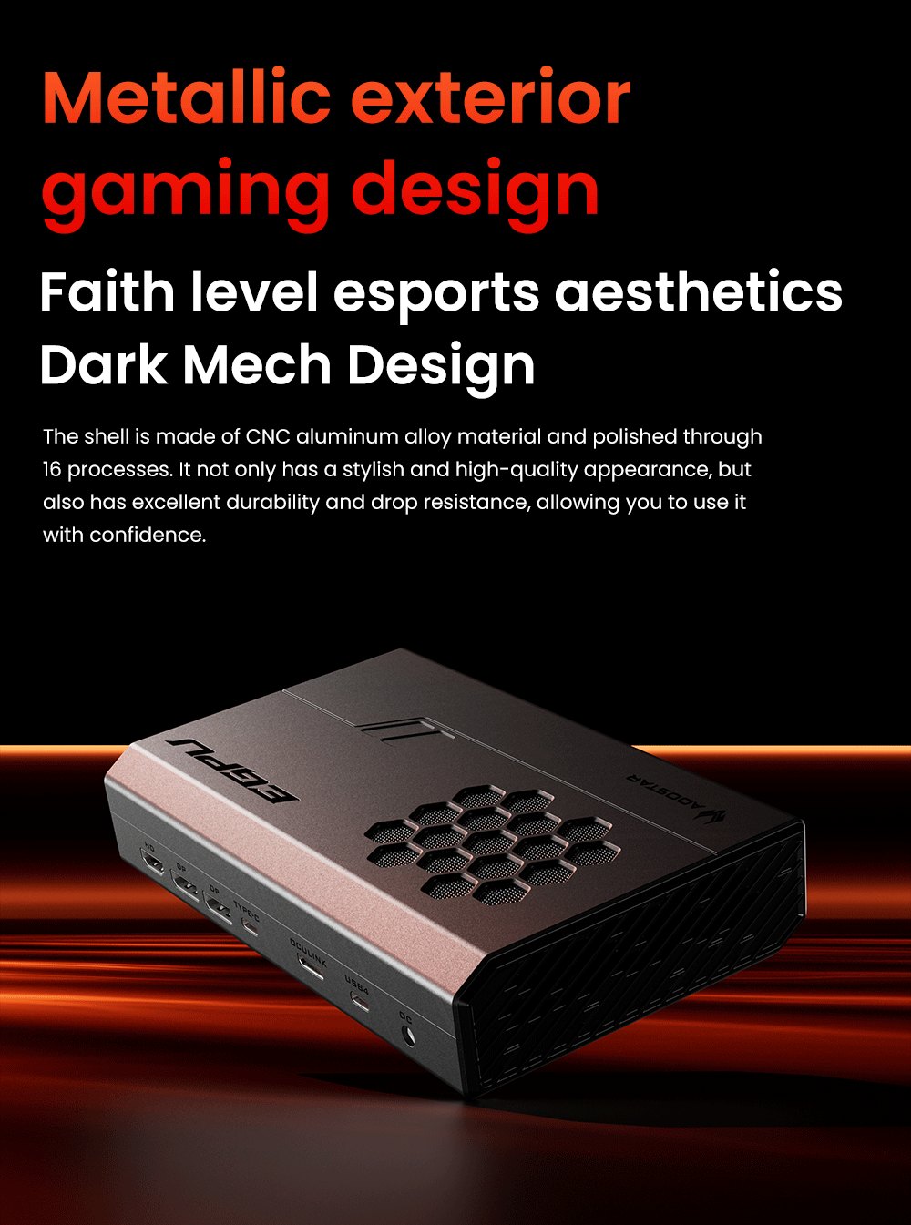 AOOSTAR XG76XT eGPU-Dock mit AMD Radeon RX 7600XT GPU, 8 GB GDDR6 RAM, 128 Bit, 1 * USB 4.0, 1 * Oculink, 1 * HDMI, 2 * DP, 1 * Typ-C, 100 W Reverse Charging