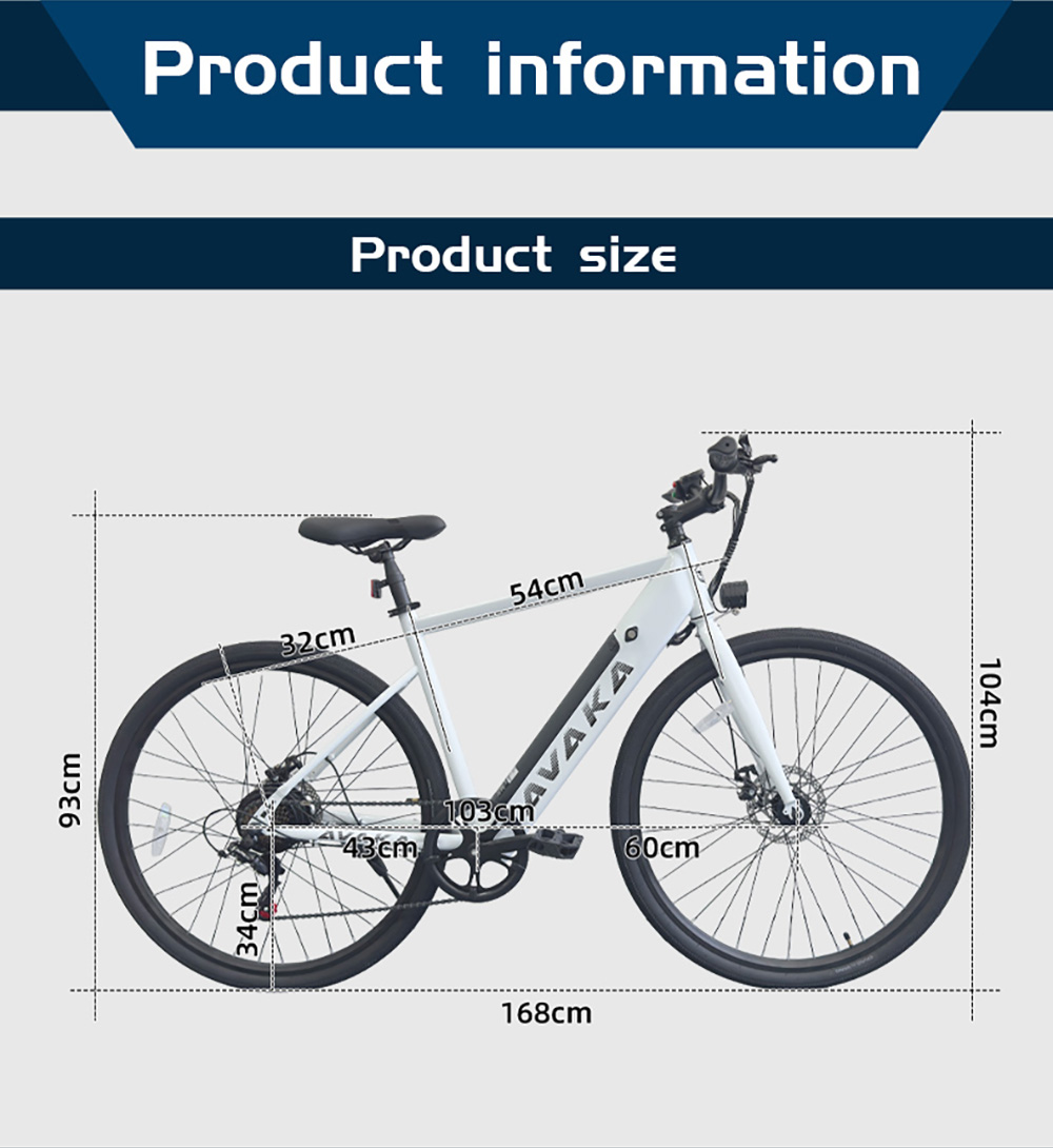 Elektrobicykel AVAKA R1, 250W motor, 36V 7.8Ah batéria, pneumatiky 700C, max. rýchlosť 32 km/h, max. dojazd 45 km, mechanické kotúčové brzdy, 7-rýchlostná prevodovka Shimano, inteligentný LCD displej - sivá