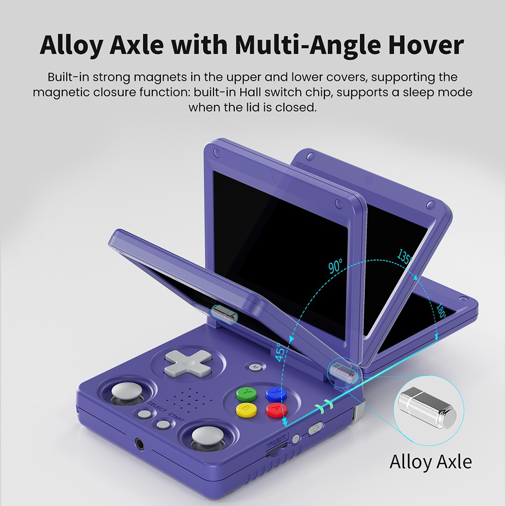 ANBERNIC RG34XXSP Flip Game Console, 64GB TF Card with 4000+ Games, 3.4 inch 720*480 IPS Screen, 30+ Emulators, 6 Hours Playtime, 5G WiFi, Multimedia Apps - Blue