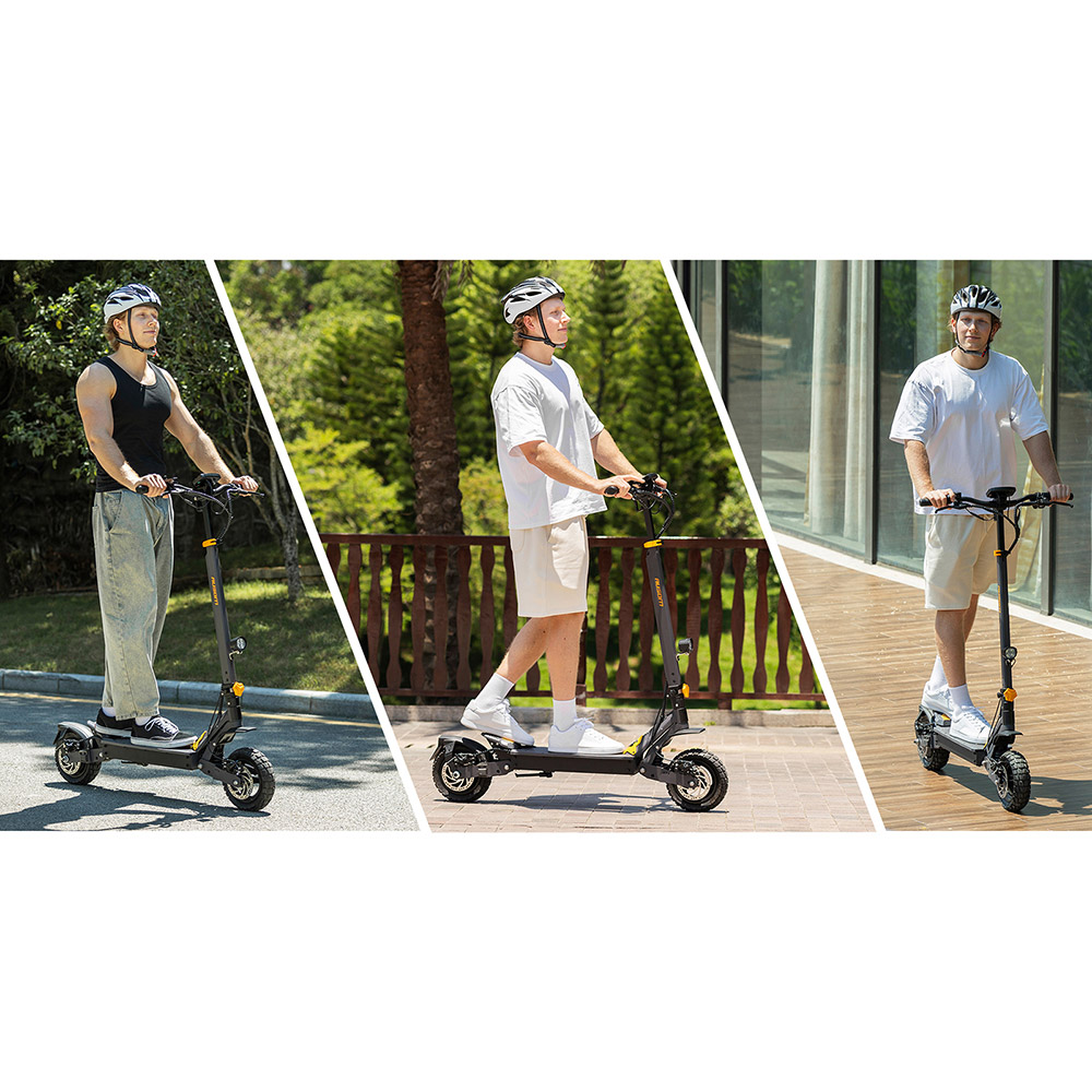 Elektrická kolobežka Ausom L1, 800W motor, 48V 15,6Ah batéria, 10-palcové pneumatiky, max. rýchlosť 45km/h, dojazd 70km, predné a zadné kotúčové brzdy, dvojité odpruženie výkyvného ramena, NFC & Passcode Lock