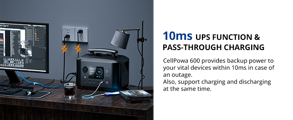 Bigblue CellPowa 600 Portable Power Station, 537Wh 600W Outdoor Generator, LiFePO4 3500+ Cycle, 0-80% in 1.6Hrs, 2*AC, 2*DC, 2*USB-A, 2*USB-C, 1*Car Port