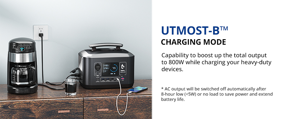 Bigblue CellPowa 600 Portable Power Station, 537Wh 600W Outdoor Generator, LiFePO4 3500+ Cycle, 0-80% in 1.6Hrs, 2*AC, 2*DC, 2*USB-A, 2*USB-C, 1*Car Port