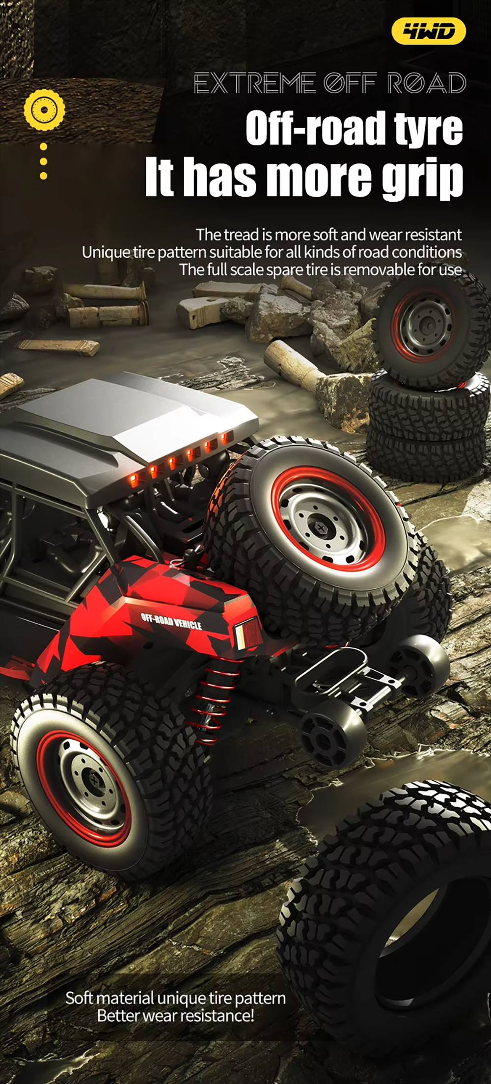 CrazyFastRC SCY 16106 RC autó 1/16 2.4G 4WD RC teherautó - sötétszürke
