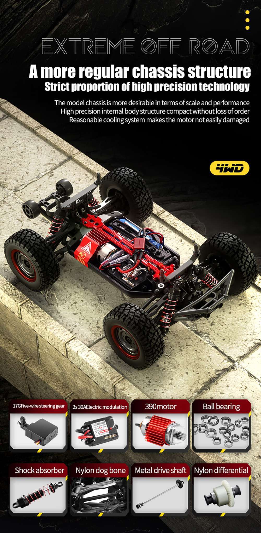 CrazyFastRC SCY 16106 RC autó 1/16 2.4G 4WD RC teherautó - sötétszürke