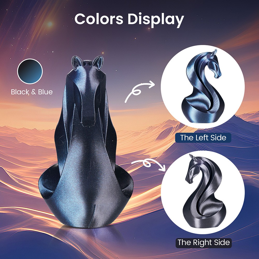 ERYONE Burnt Titanium Dual Color PLA Filament 1kg - Black & Blue