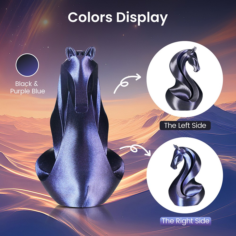 ERYONE Burnt Titanium Dual Color PLA Filament 1kg - Black & Purple-blue