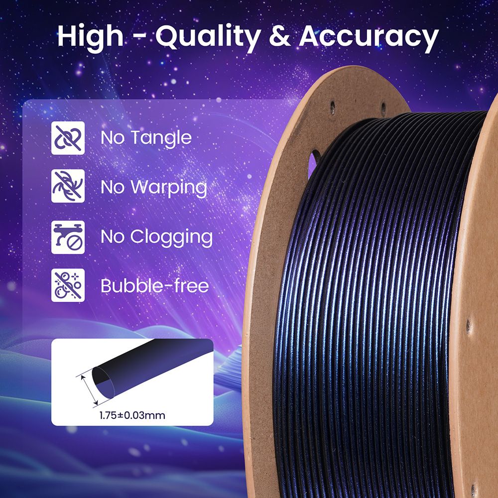 ERYONE Burnt Titanium Dual Color PLA Filament 1kg - Black & Purple-blue